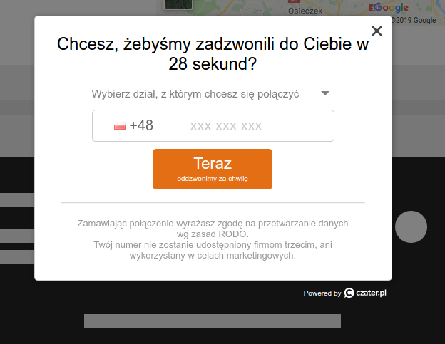 okno do wpisywania numeru
